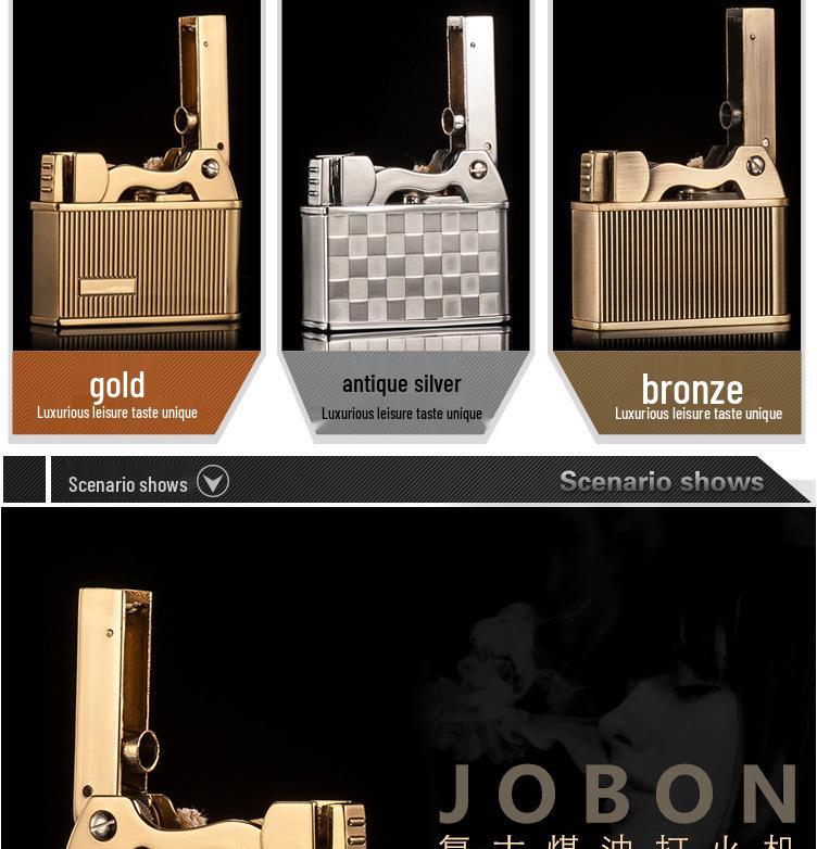 JOBON ZB612 Retro Kerosene Lighter with One-Key Ejection and Engraving