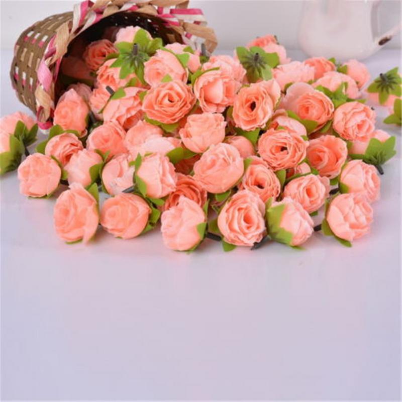 Rose Artificial Flowers 50pcs Simulation Flower Head Fake Roses Wedding Decorated Wall Flower Arrangement home Party Decoration