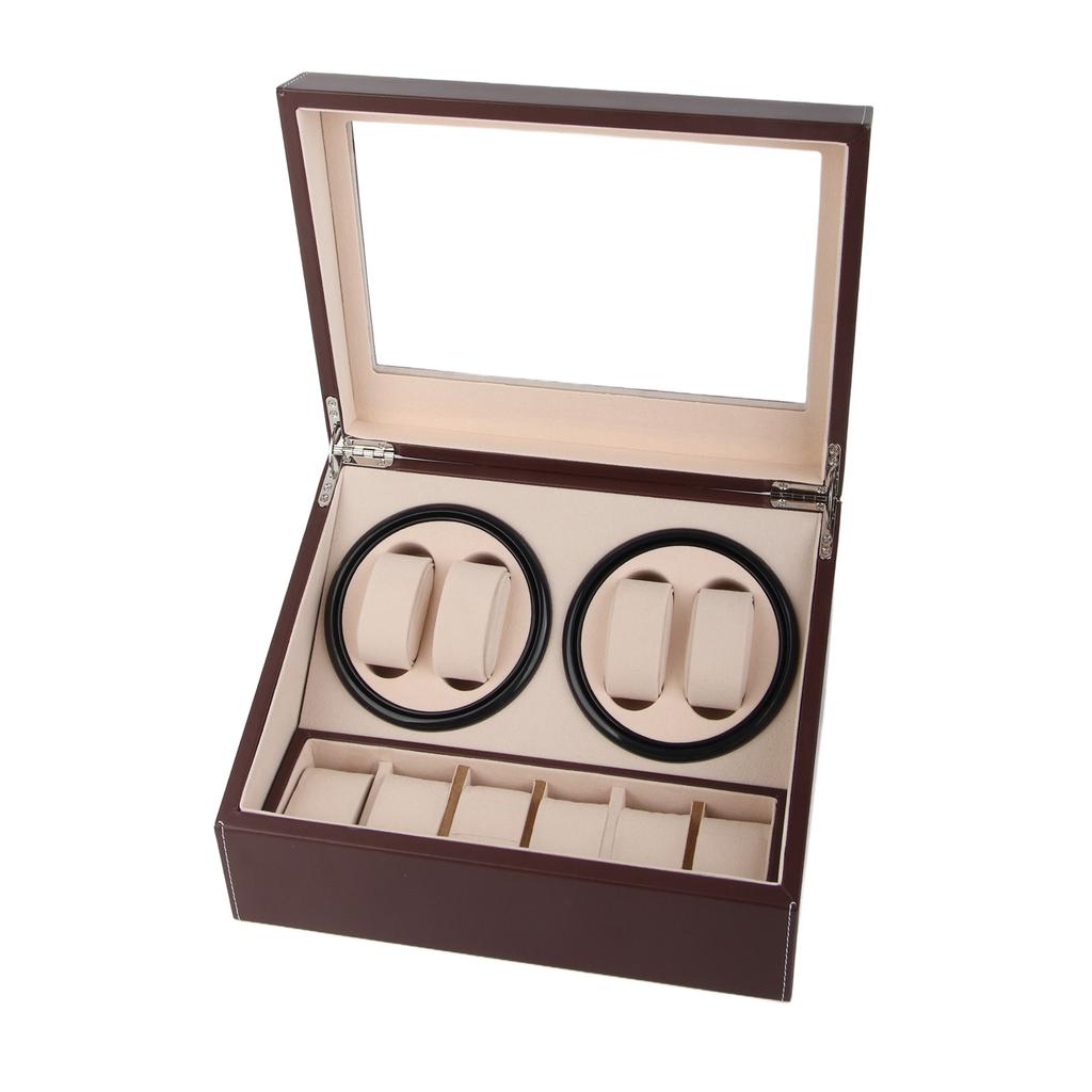 Watch Winder for 4 Automatic Watches 6 Grids Watch Storage Case Quiet Motor