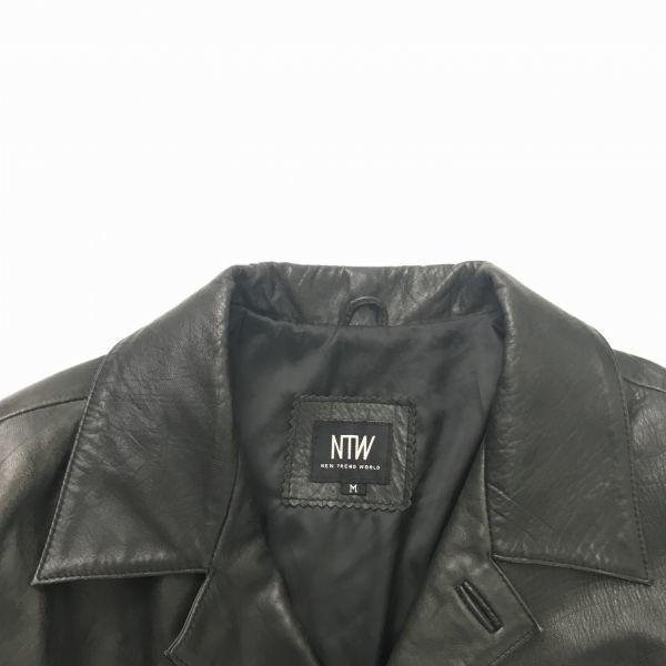 NEW TRENDS WORLD/Sheep Leather/Lamb Leather Jacket/M/Black/Polyester Lining/4 Buttons/Simple Design(USED)