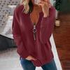 Women Summer Casual Sexy V-neck Printed Zipper LongSleeves Tops