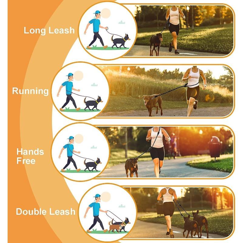 Dog Rope One Pull Two Double Head Non-slip Nylon Traction Rope Double Hook Reflective Dog Rope Two Ends