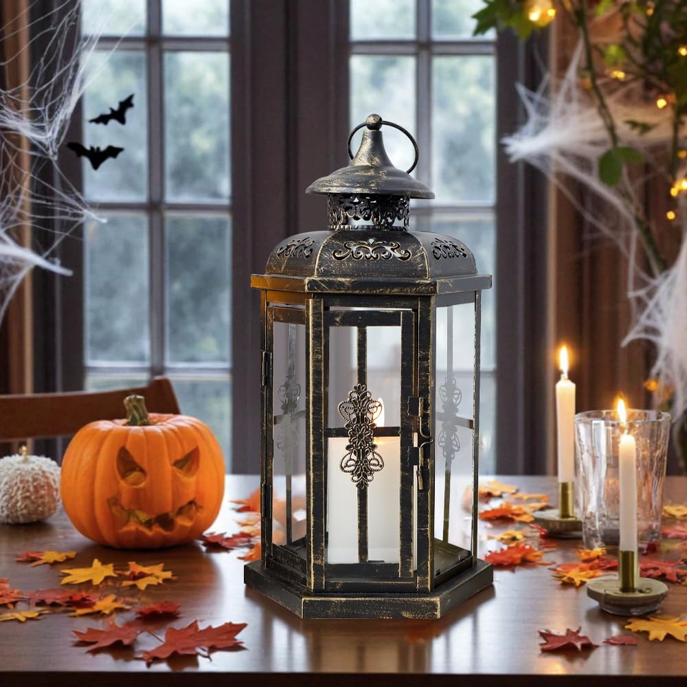 

JHY DESIGN Фонарь-подсвечник, высота 30 см, Винтажный подсвечник, Металлическая подставка для свечей, Винтажный подсвечник для помещений/улиц, Стильный декор интерьера для баров,