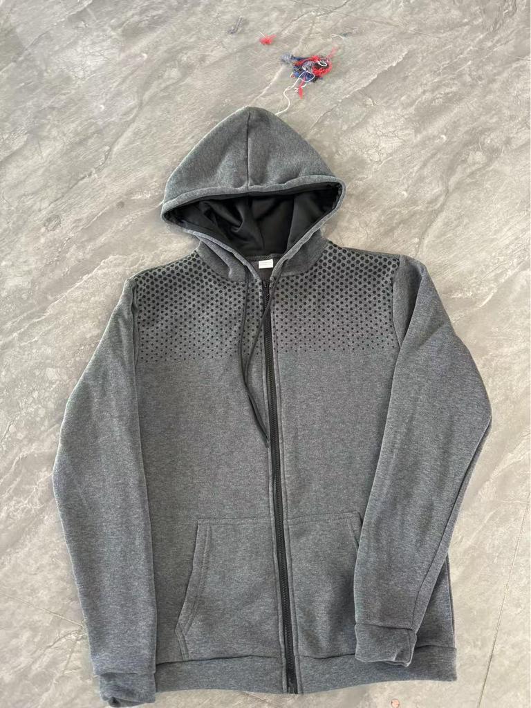Men's Polka Dot Sporty Casual Fleece Cardigan Hoodie for Autumn/Winter