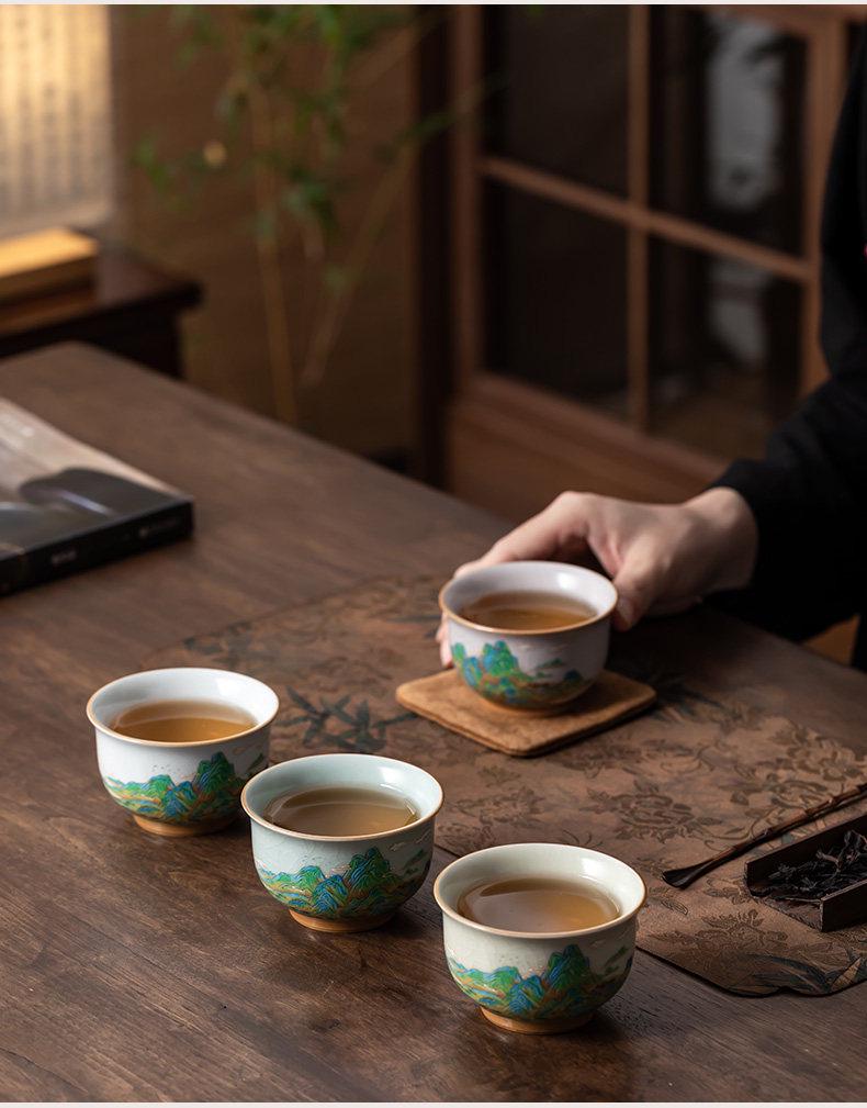 Ru Kiln Crackle Ceramic Tea Tasting Cup – Large Personal Use Kung Fu Tea Set