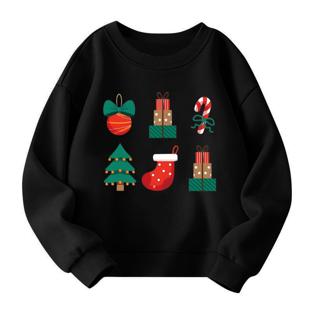 Vánoční den Dívčí pulovry s kulatým výstřihem pro děti Potištěné dětské topy