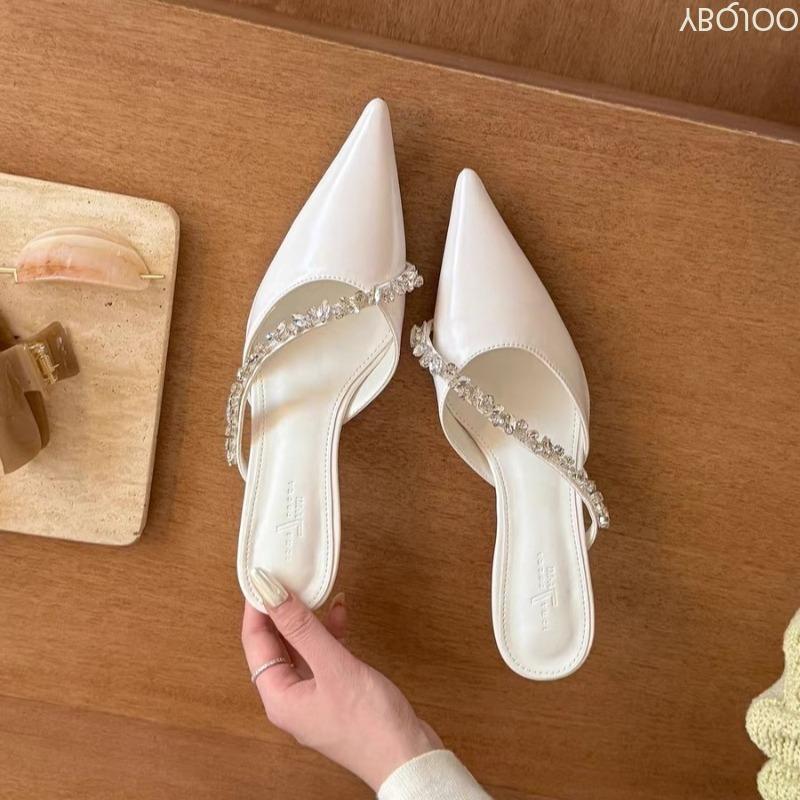 Fashion 2025 New Summer Comfortable Single Shoes In Baotou Rear Air Simple Fashionable Elegant Versatile Women's Pointed High Heels