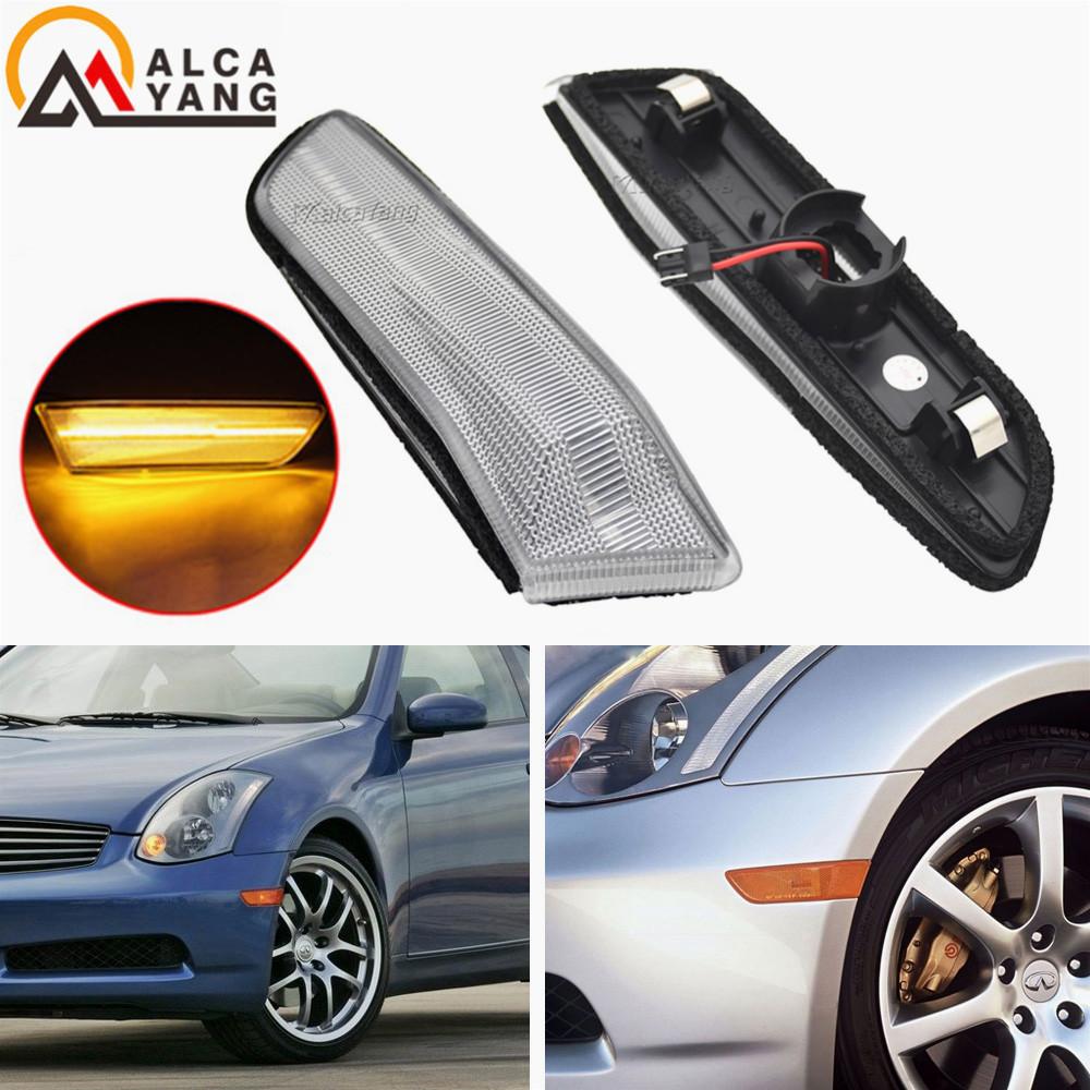 For Nissan Skyline 350GT Infiniti G35 2D Coupe Replace 2002-2007 Amber LED Fender Side Marker Lamp Turn Signal Light