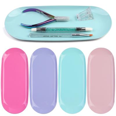 Stainless Steel Jewelry Tray Nail Art Desktop Tool Storage Tray Oval Metal Tray