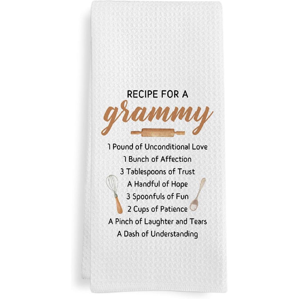 Grandma Gifts Kitchen Towels, Funny Grandmother Dish Tea Towels for Kitchen, Gifts for New Grandmother, Cool Grandma Club Decorative Hand Towel Granny Recipe