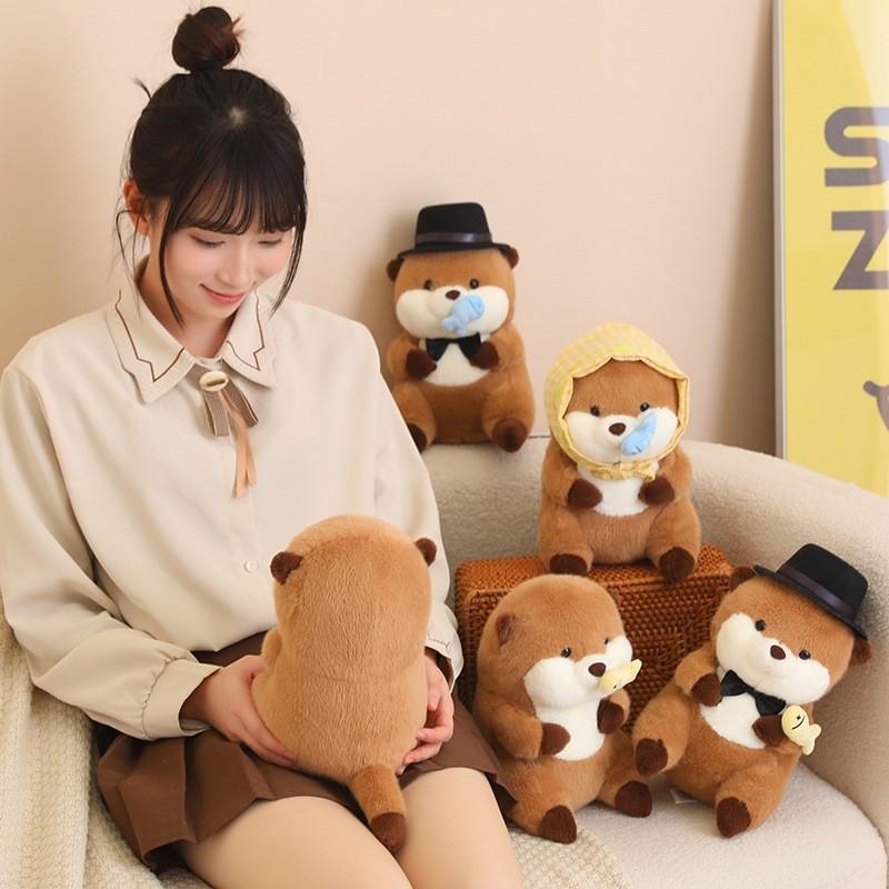 Adorable Capybara Plush Toy With Scarf And Hat Soft Pp Cotton Stuffed Animal