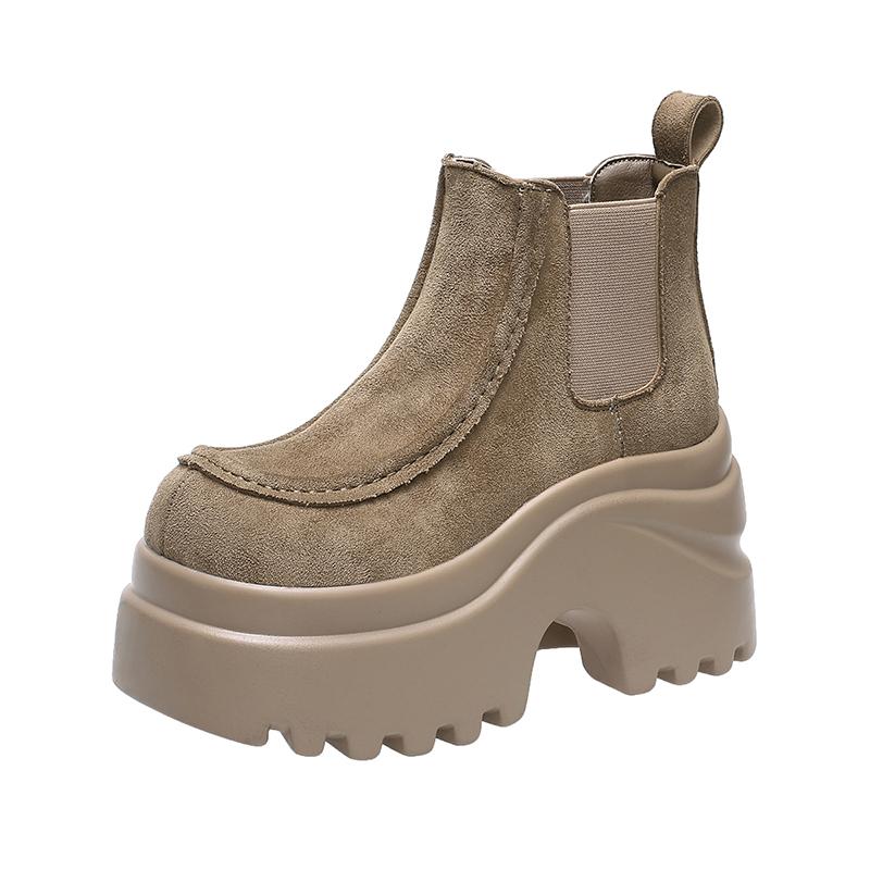 

Модные женские ботильоны 9 см из микрофибры, ботинки на высокой платформе, осенне-зимние ботильоны на толстой подошве, короткие панк-ботинки-сникерсы 36 хаки
