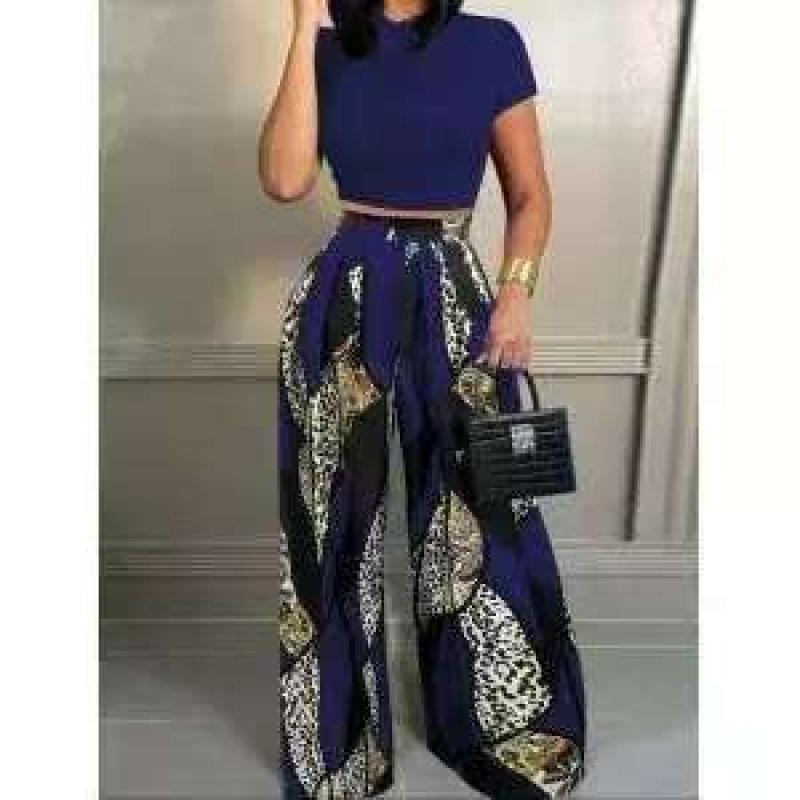 Women's Sleeveless Printed Fashion Set with Versatile Wide-Leg Pants