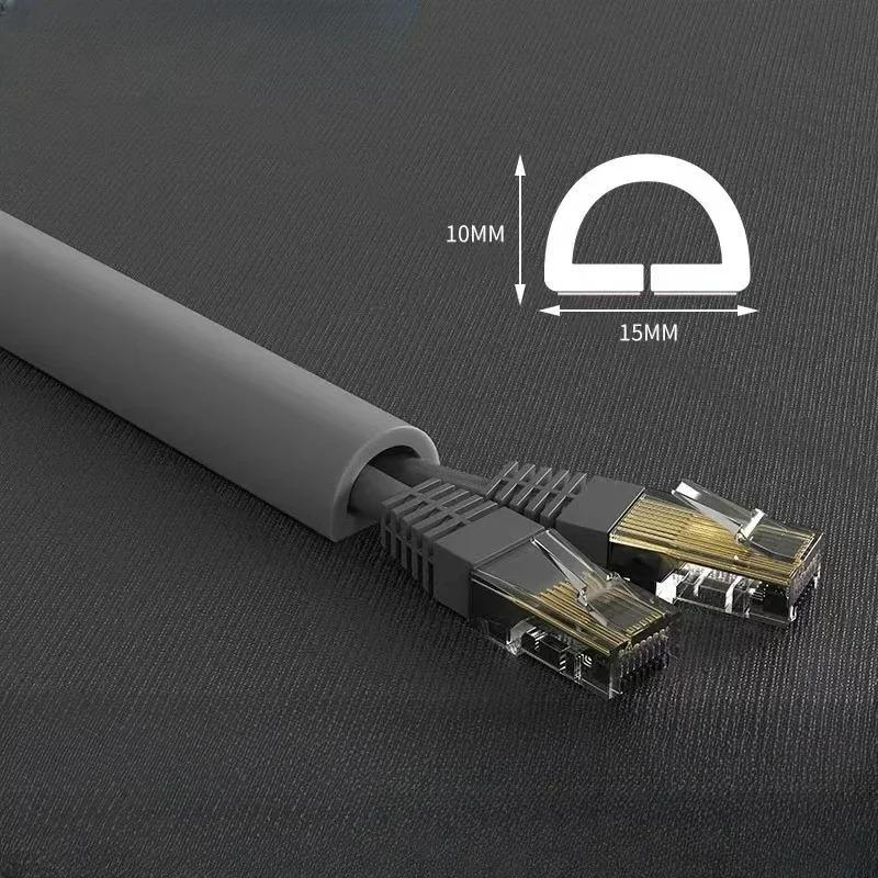 1M/roll Flexible Cord Management Channel,Invisible Decorative Wire Cover, Anti-Step Protector, Adhesive Cable Raceway with Cap