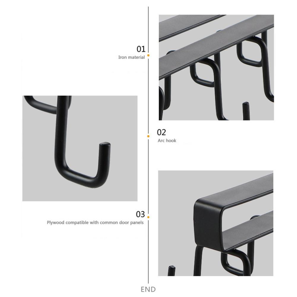 Kitchen Double-row Storage  Hook Hanging Cup Holder Punch-free Kitchen Bathroom Accessories