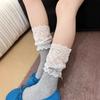 A Pair Lace Edge JK Socks Breathable Comfortable Mid Tube Socks Slouch Style Bow Decoration Ballet Style Socks Autumn and Winter