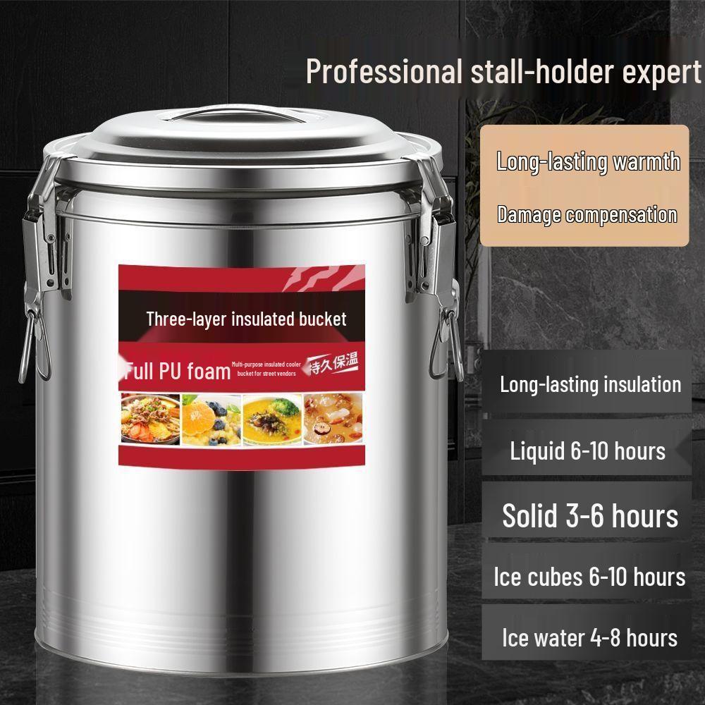 Three-Layer Stainless Steel Insulated Lunch & Tea Bucket with Faucet