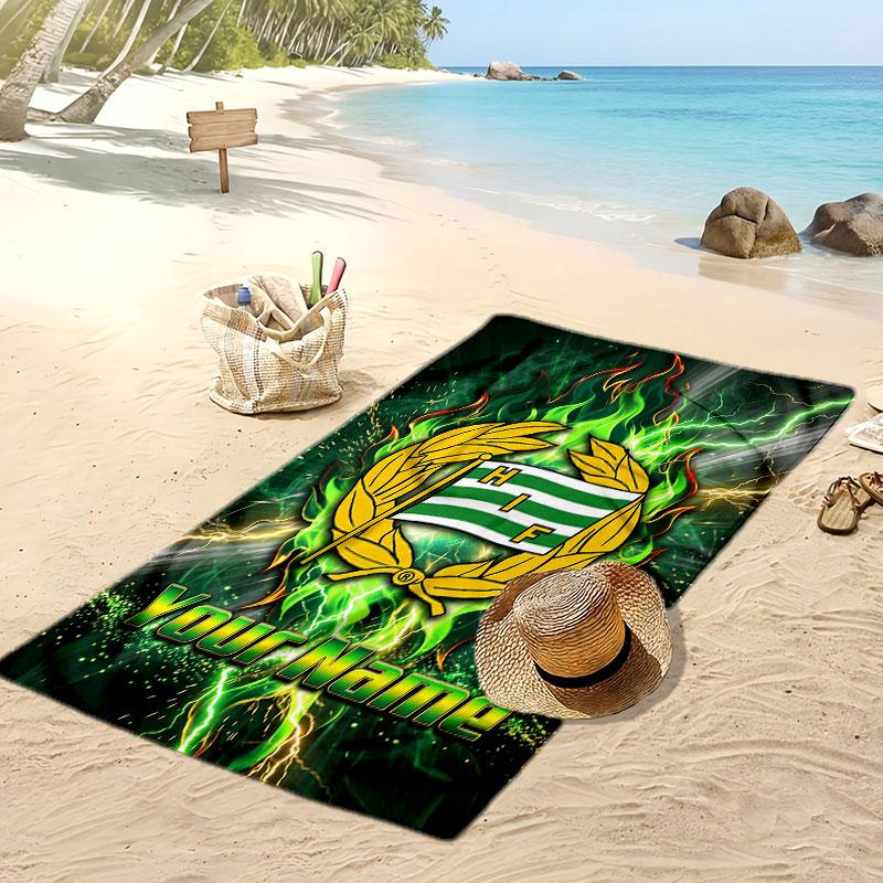 Asciugamano da Spiaggia Personalizzato Stampato Hammarby Logo Calcio Supporto Nome Personalizzato Testo Asciugamano Assorbente Per Sport Viaggio Regalo Speciale