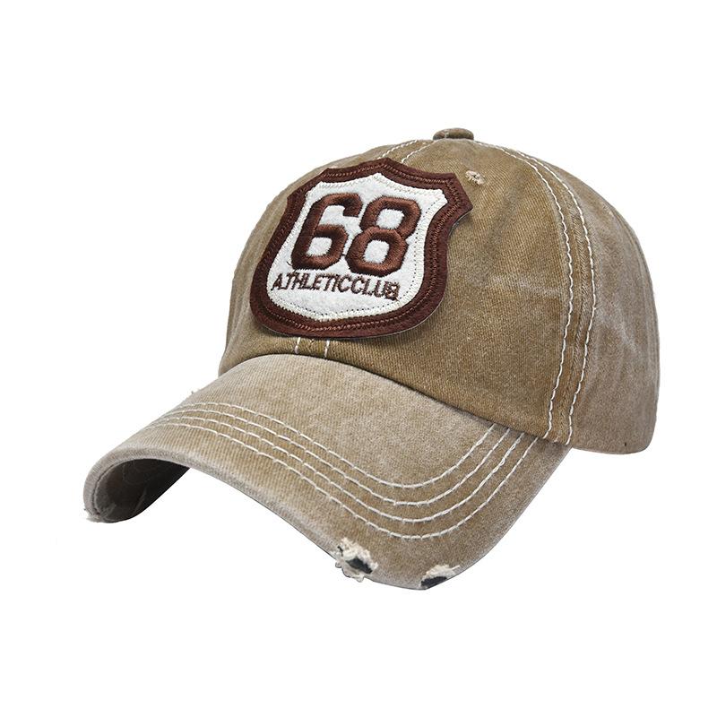 Vintage Washed Cotton Baseball Cap with Fashion 68 Letter Embroidery for Men and Women - Unisex Hip Hop Snapback Hat Sports Caps