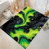 Abstract Green and Black Swirl Pattern Carpet for Living Room Decor Suitable for use as an anti-slip for living room bedroom sofas