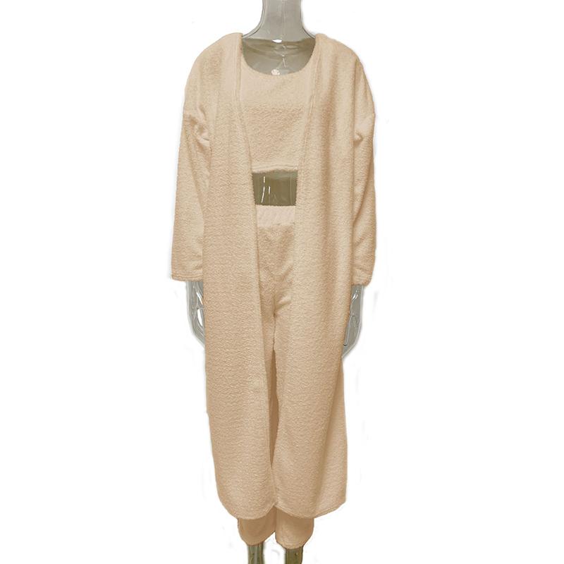 Ladies Teddy Lounge Wear Set Womens 3 Piece Tracksuits Fleece Pyjamas Cardigan