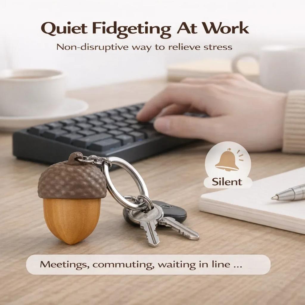 Acorn Pop Fidget Button Clicker Keychain Pendant Simulated Pinecone Silent Stress Relief Toy Portable KeyRing BackBag Decor Gift