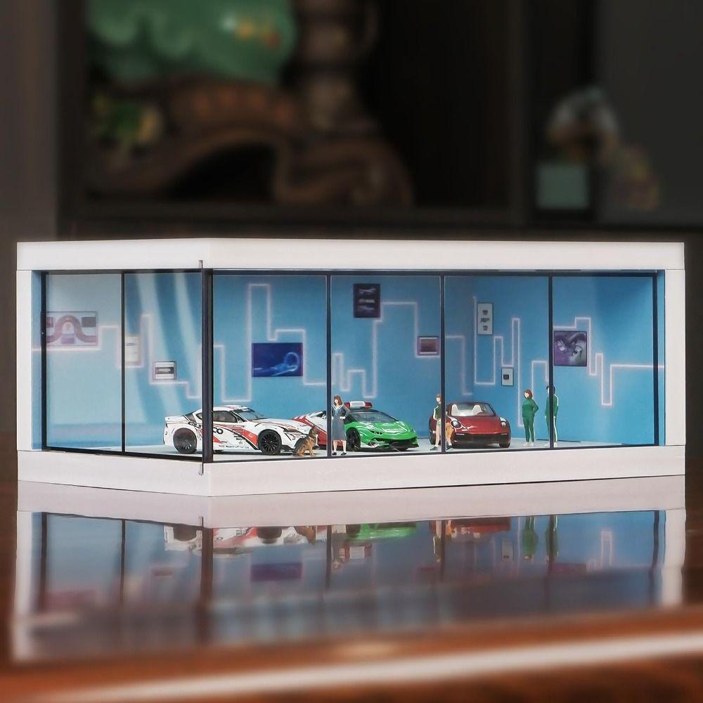 Simulate Garage Scene Model Exhibition Hall Miniature Car Garage Car Model Showroom  Boys Gift