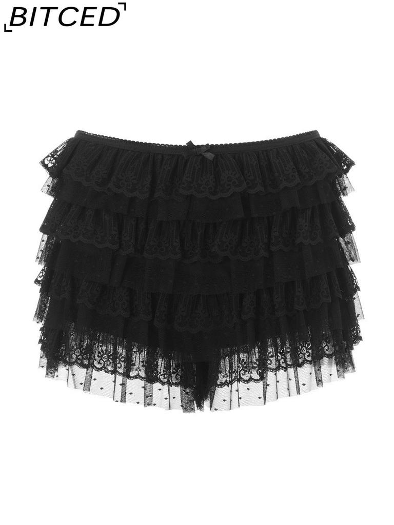 BITCED Fishnet Skirt-Trousers: Sensual Ladies' Casual Summer Layered Stretch Holiday Beach Low-Waist Shorts