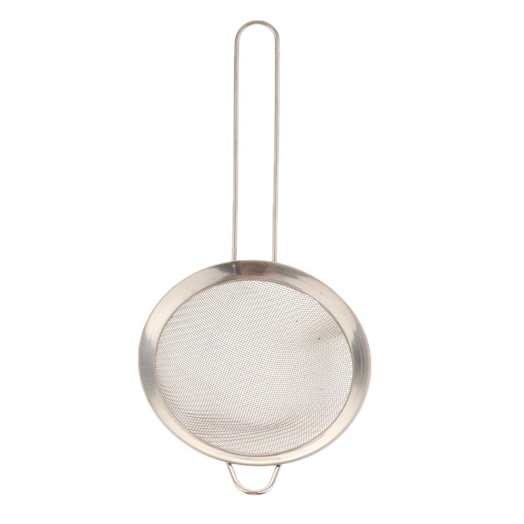 Stainless Steel Wire Fine Mesh Oil Strainer Flour Sifter Sieve Colander - Silver, 10cm