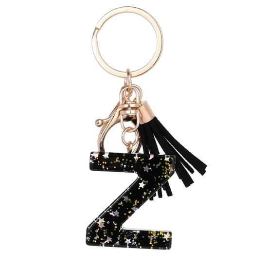 Lightweight Keychain Pendant, Sequins Star Letter A-Z Charm with Tassel, Gift Alphabet Initial Metal Keyring for Handbag Backpack Bag