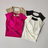 Women's Backless Yoga Tee with Chest Pad & Waist Slimming Design