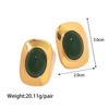 Yori Exquisite Natural Stone Stainless Steel Oval Stud Earrings Waterproof Trendy High Quality Daily Jewelry Bijoux