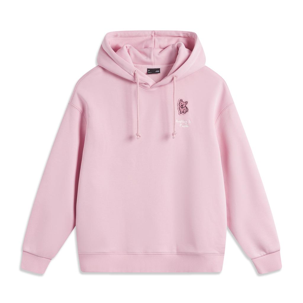 Li Ning Sports Fashion Series Infrared Warmth Anti-Static Anti-Bacterial Fleece Pullover Long Sleeve Dopamine Sweatshirt Women sweatshirt AWDUF88-2