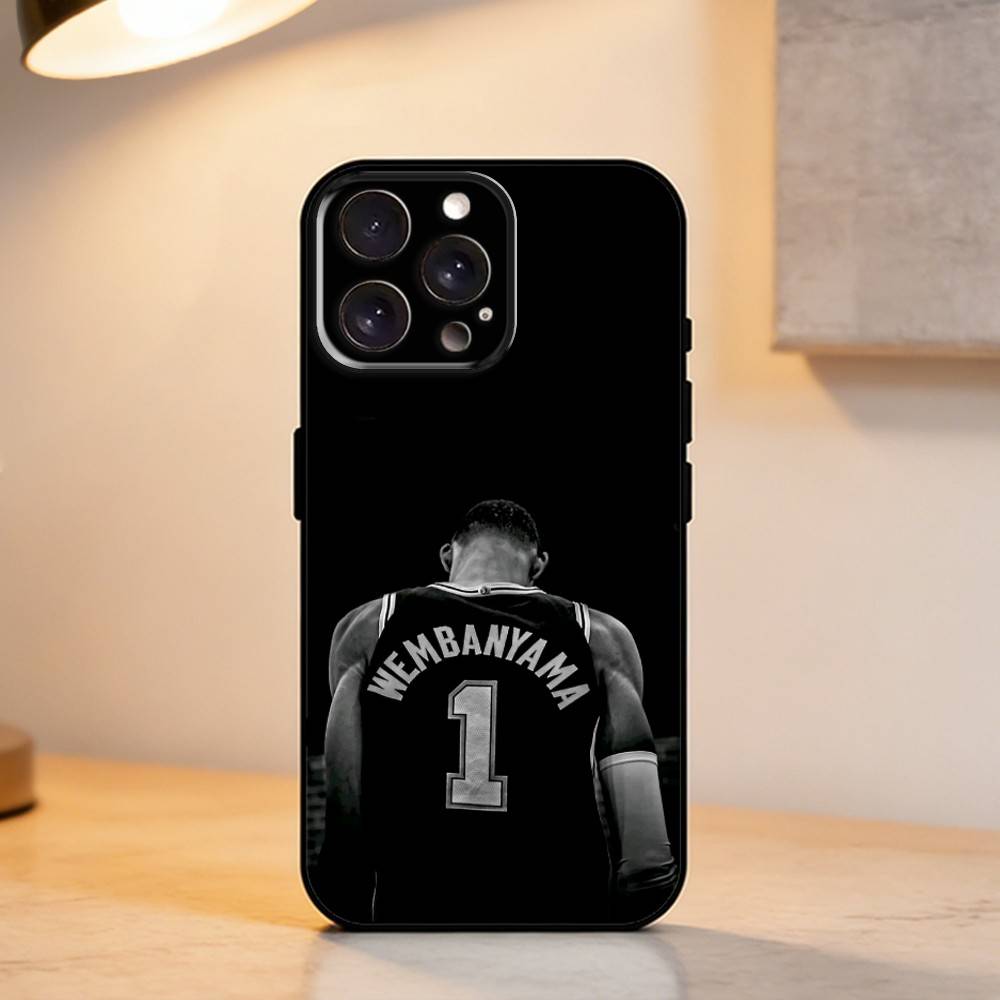 B-Basketball Star V-Victor W-Wembanyama Phone Case For iPhone 17,16,15,14,13,12,11 Plus,Pro Max,XS,Soft Silicone Black Cover