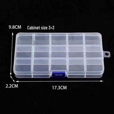 Caja de Almacenamiento Transparente Azul con Hebilla para Cuentas de Arcilla Polimérica PP de 14 Compartimentos con Divisores Extraíbles