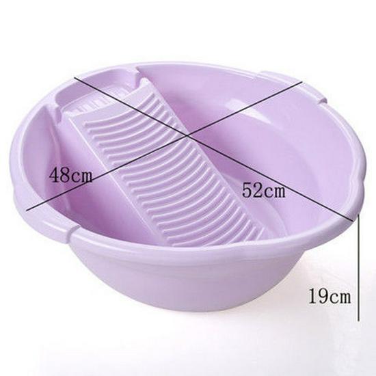 Thickened Plastic Washbasin with Washboard for Laundry and Baby Clothes