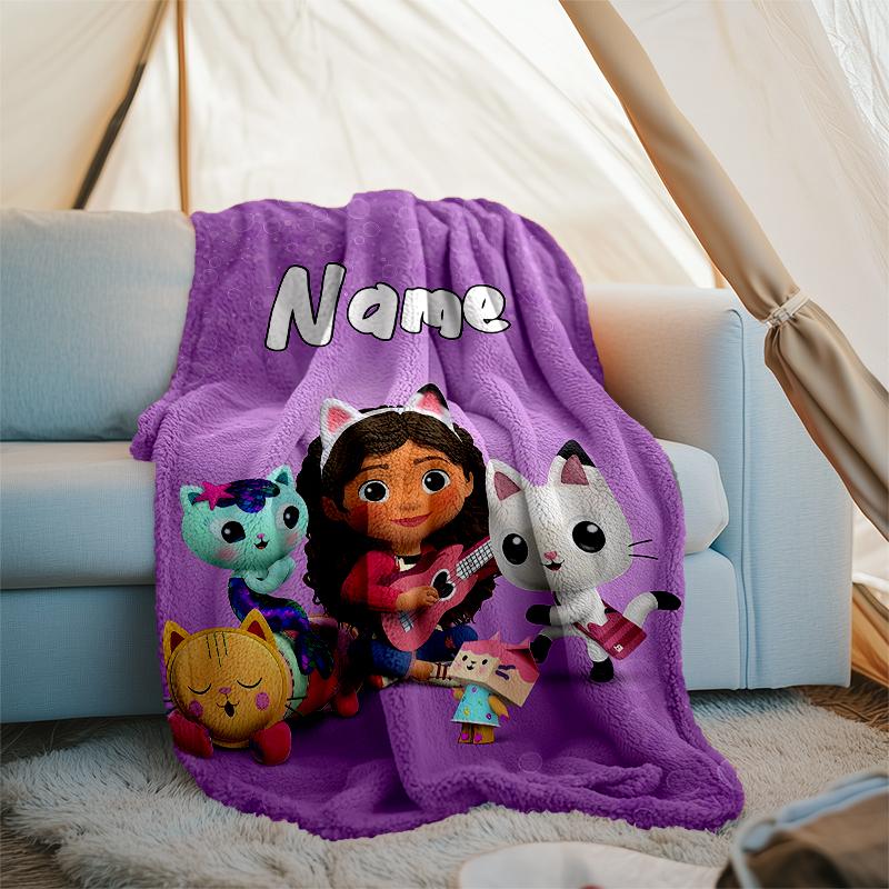Personalized Custom Name Blanket - Gabby's Dollhouse Print Design,Blanket for Sofa,Bed,Travel,Camping - Soft and Warm, Great Gift