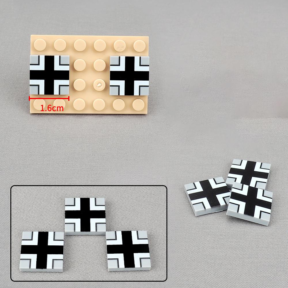 Non-Toxic Moc 10Pcs 3068 2X2 Black Cross Pattern Building Blocks Kit Printed Board Bricks Particle Diy Toy Children Kid Birthday Xmas Gift