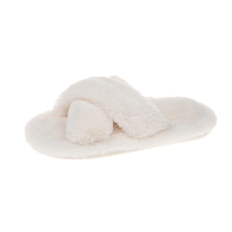 New Winter Children's Slippers Soft Fluffy Girls Open-toe Flat Slippers Warm Versatile Kids Causal Shoes Non-slip Fashion Simple