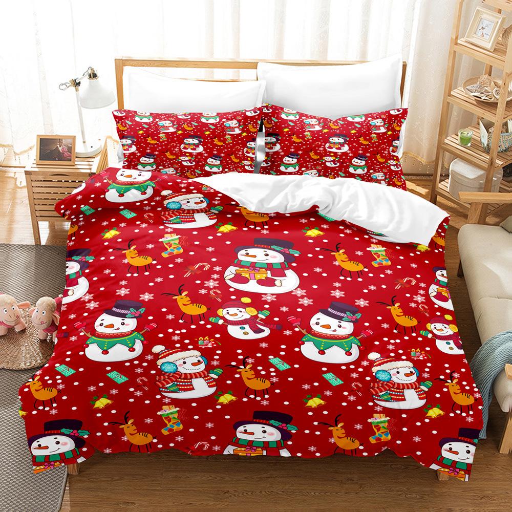 Christmas 3D Digital Printing Three-Piece Set, Bedding Kit, Christmas Knitting