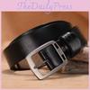 Men Stylish Genuine Leather Belt With Square Alloy Buckle For Daily Office Wear