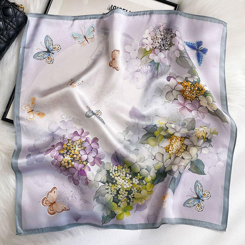 100% Pure Silk Scarf Women Neck Square Headband Scarves Bandana  Fashion Hijab Poncho Scarves Pashmina  Female Foulard 53cm