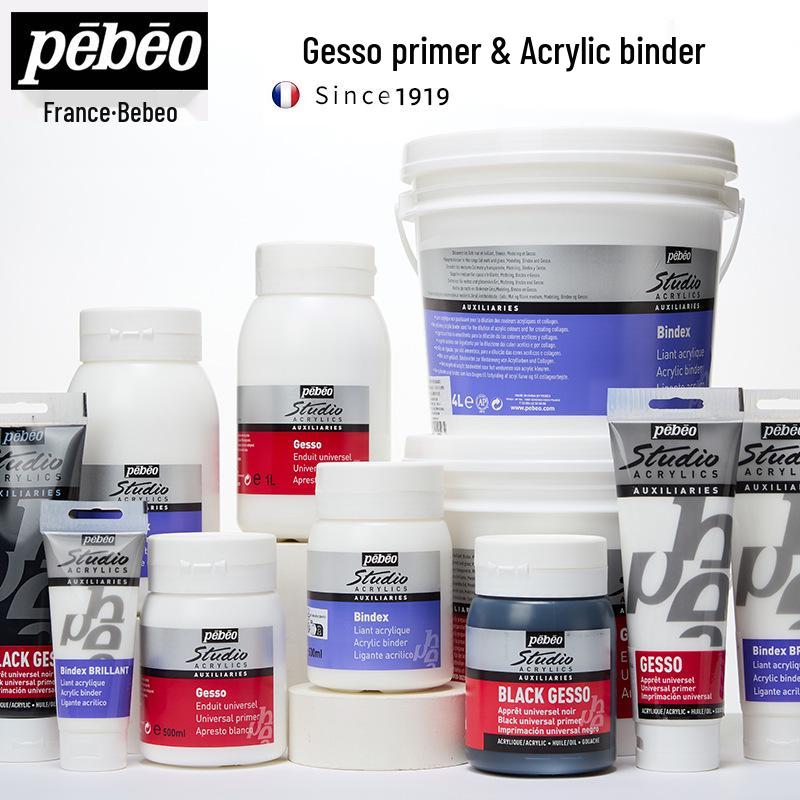 Pebeo Professional Acrylic Paint Accessories: White & Black Plaster Primer Gesso Undercoat