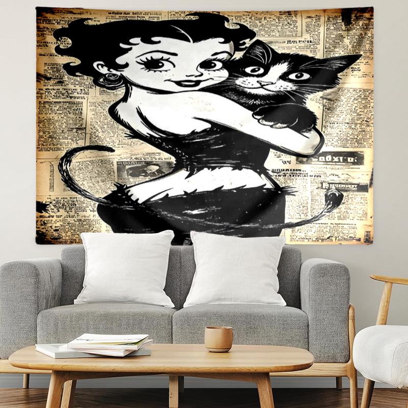 Betty Boop Print Tapestry, Lightweight Wall Hanging, for Bedroom, Dorm, Living Room, Home Art Decor - Birthday Christmas Gift for Friends