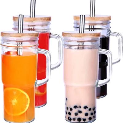 Taza de Agua de 24 oz con Pajita y Tapa Taza de Té con Leche Vasos de Fiesta con Pajitas Tapas Vidrio Beber Burbuja Cerveza Café Helado Reutilizable con Boquilla
