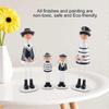 Wooden Navy Style Miniature Dolls Decor Family Dolls with Angel Wing Ornament Desktop Crafts