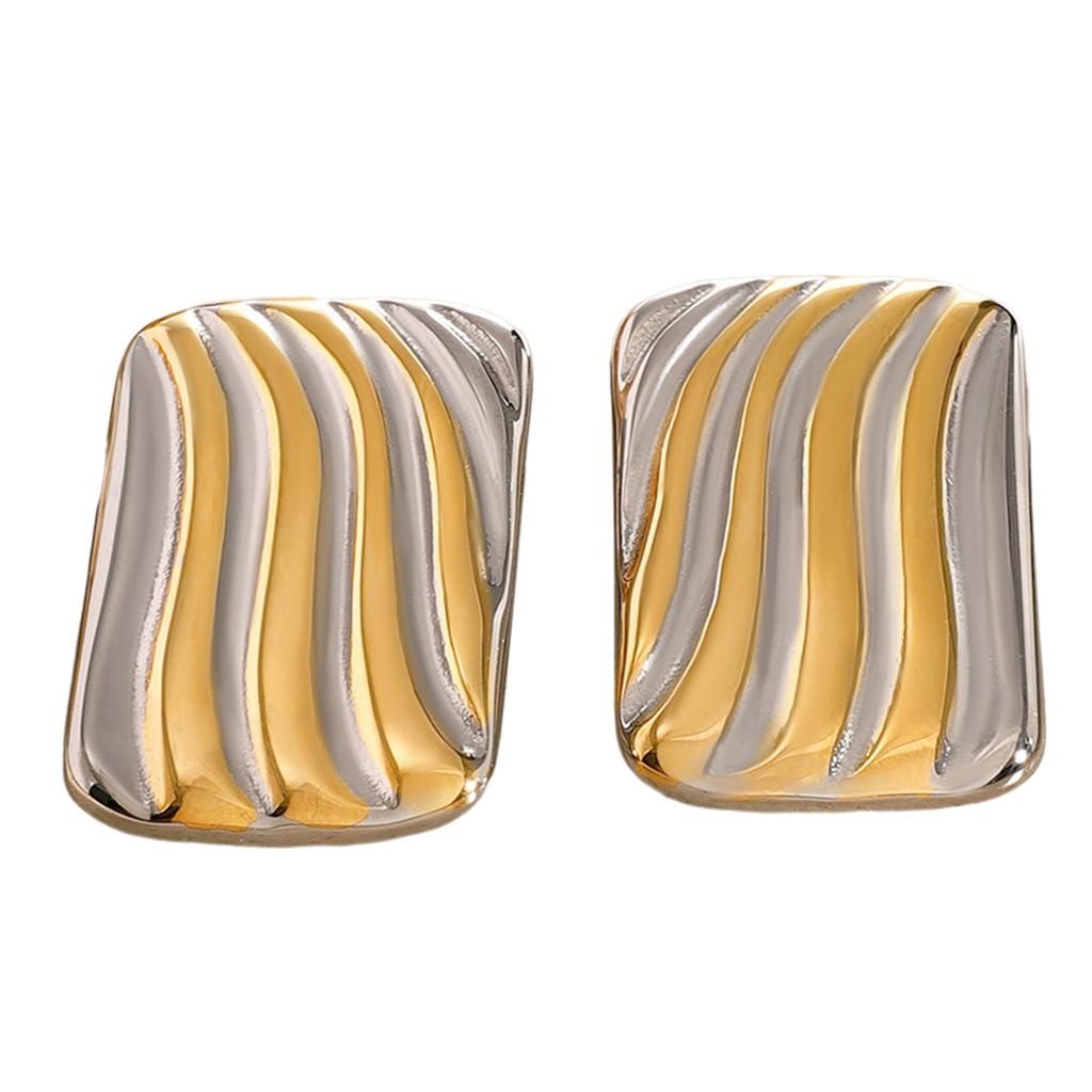 Geometric Gold and Silver Tone Studs Earrings for Women Fashion Vintage Texture Ear Accessories Lightweight Jewelry