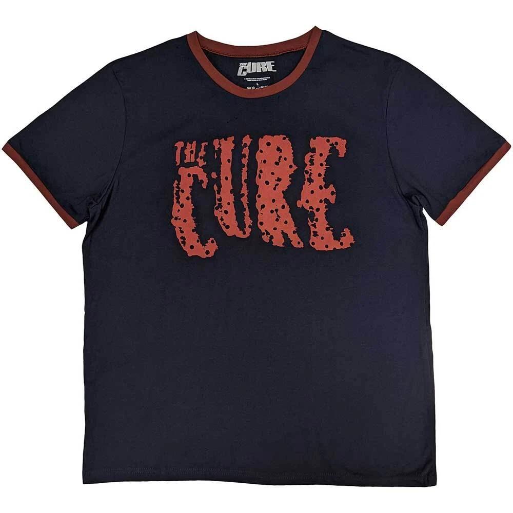 The Cure  Logo  Navy Blue Ringer T shirt - NEW L