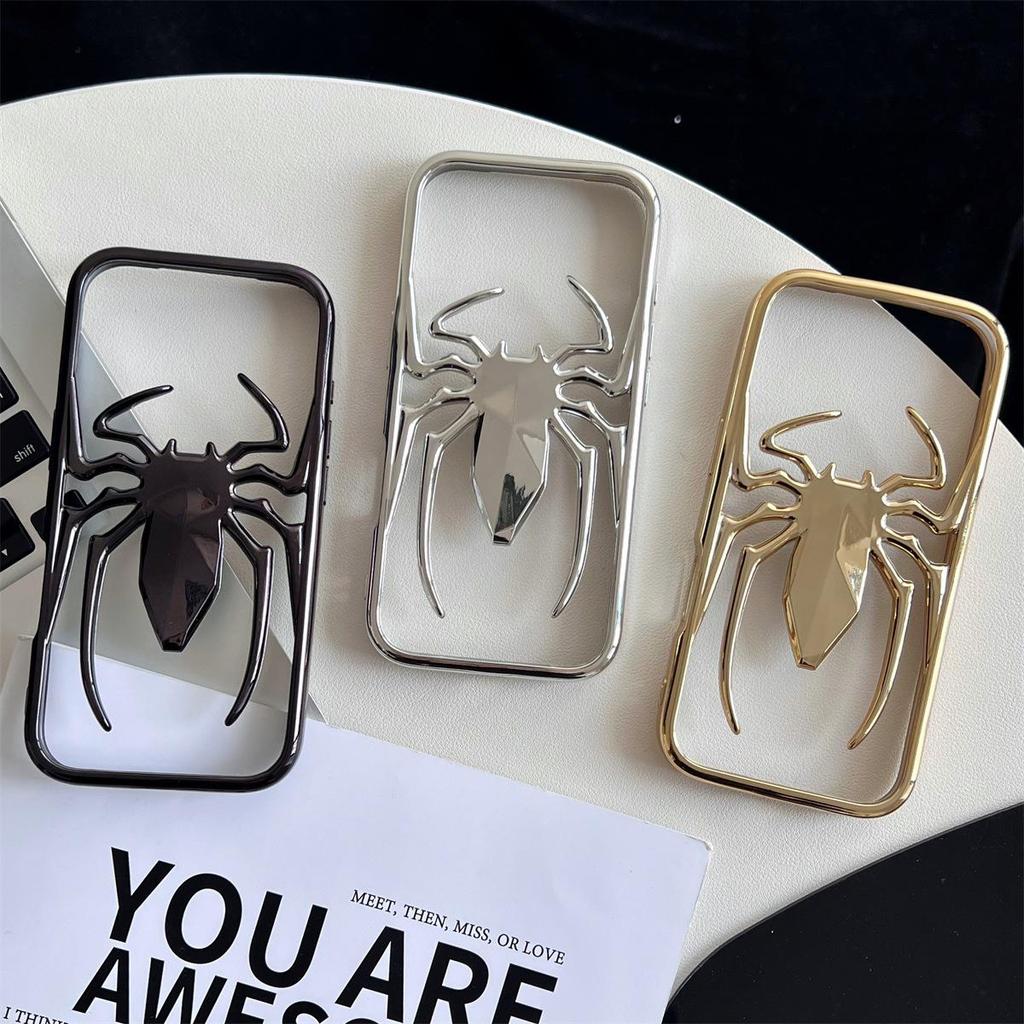 Electroplated Spider Design iPhone 14/13/12 Pro Max Anti-fall Case