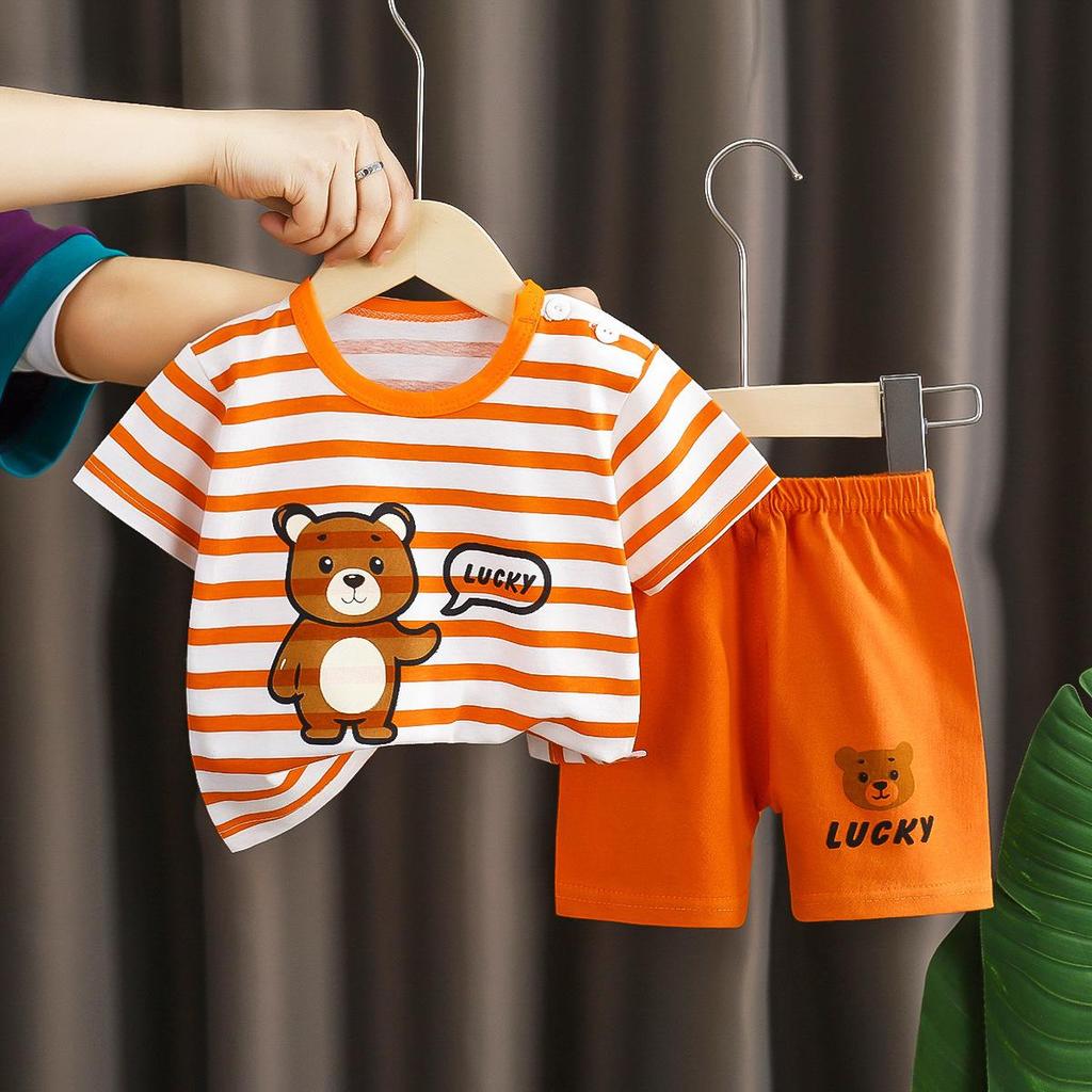 Toddler's Summer Bear Print T-shirt and Shorts Set